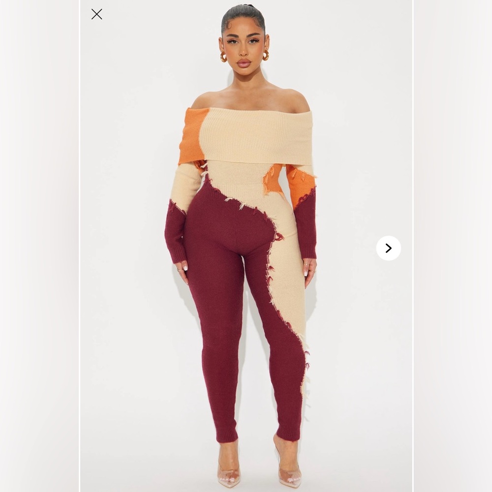 Orange/Cream/Burgandy Combo Fashion Nova Jumpsuit